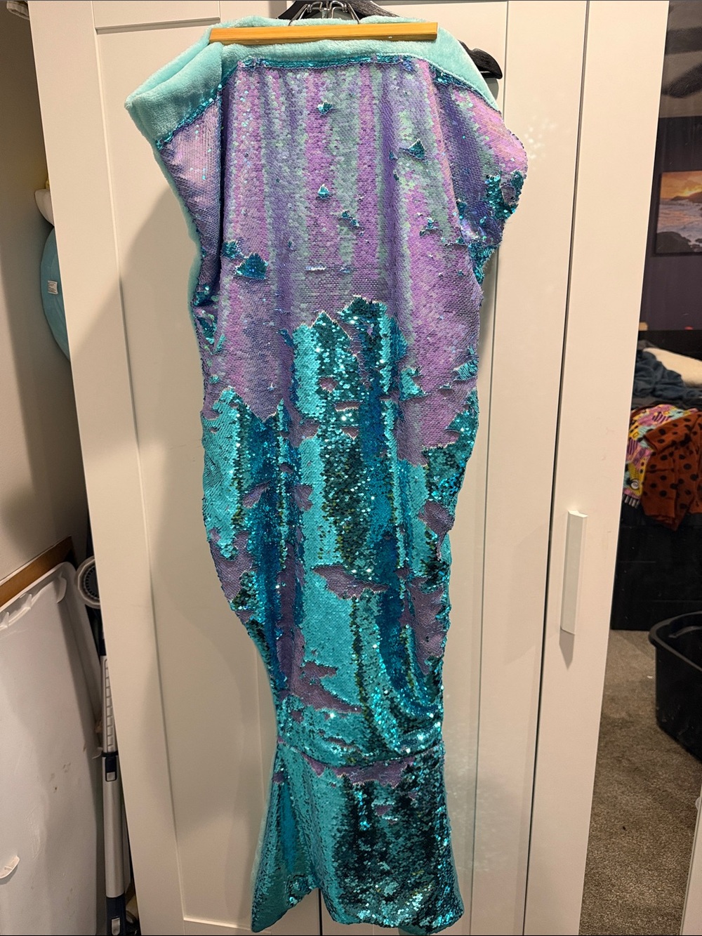 Justice Teal and Purple Reversible Sequin Mermaid Footie